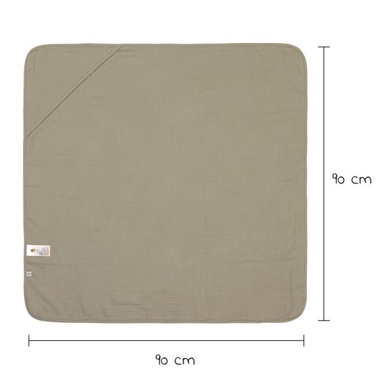 Lässig Kapuzenhandtuch Muslin 90 x 90 cm - Olive