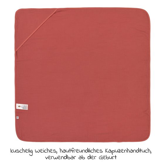 Lässig Kapuzenhandtuch Muslin 90 x 90 cm - Rosewood