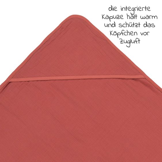 Lässig Kapuzenhandtuch Muslin 90 x 90 cm - Rosewood