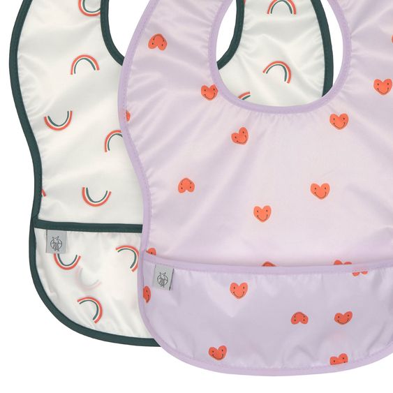 Lässig Velcro Bibs 2 Pack Lightweight Bib - Happy Rascals Heart - Lavender
