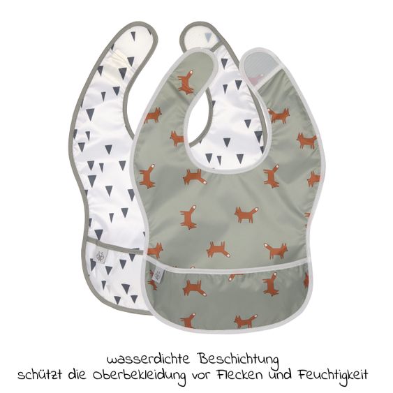 Lässig Klett-Lätzchen 2er Pack Lightweight Bib - Little Forest Fox - Olive