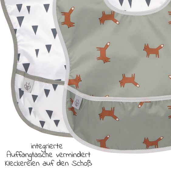 Lässig Klett-Lätzchen 2er Pack Lightweight Bib - Little Forest Fox - Olive