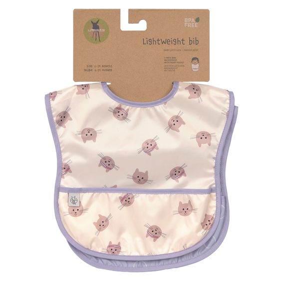 Lässig Velcro Bibs 2-Pack Lightweight Bib - Tiny Team Cat