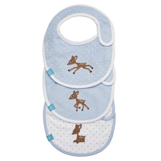 Lässig Bavaglino in velcro 3 pezzi Lela - Azzurro