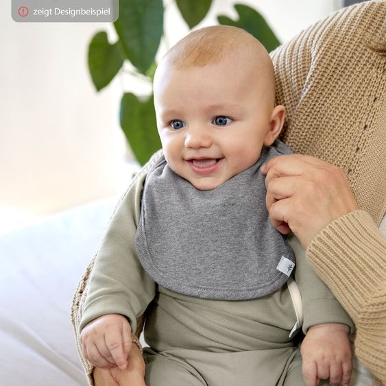 Lässig Klett-Lätzchen 3er Pack Newborn Bib aus Bio-Baumwolle - Apricot / Light Grey / Nature Melange
