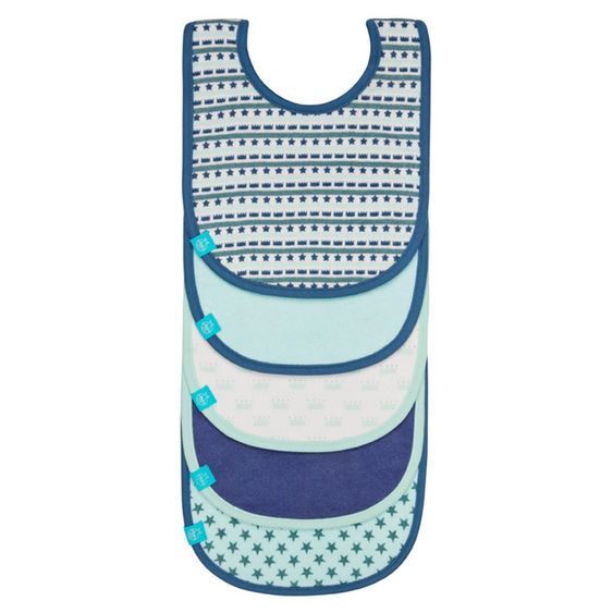 Lässig Klett-Lätzchen 5er Pack Little Kings & Queens - Blau