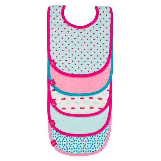 Lässig Klett-Lätzchen 5er Pack Little Kings & Queens - Pink