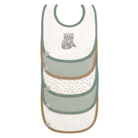 Lässig Klett-Lätzchen 5er Pack Value Pack Bib aus Bio-Baumwolle - About Friends Racoon