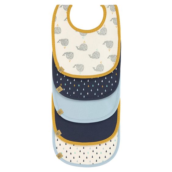 Lässig Klett-Lätzchen 5er Pack Value Pack Bib aus Bio-Baumwolle - Little Water Whale