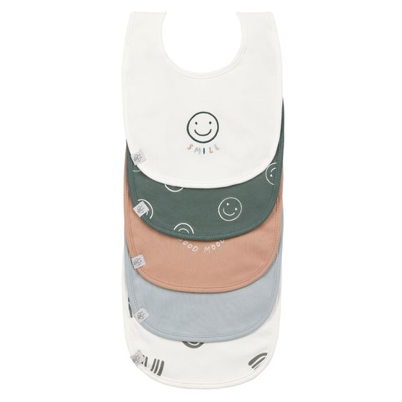 Lässig Klett-Lätzchen 5er Pack Value Pack Bib aus Bio-Baumwolle - Tiny Smile