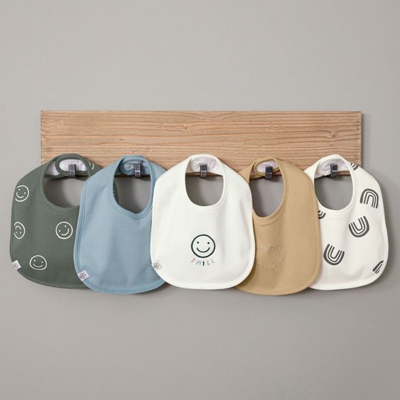 Lässig Klett-Lätzchen 5er Pack Value Pack Bib aus Bio-Baumwolle - Tiny Smile
