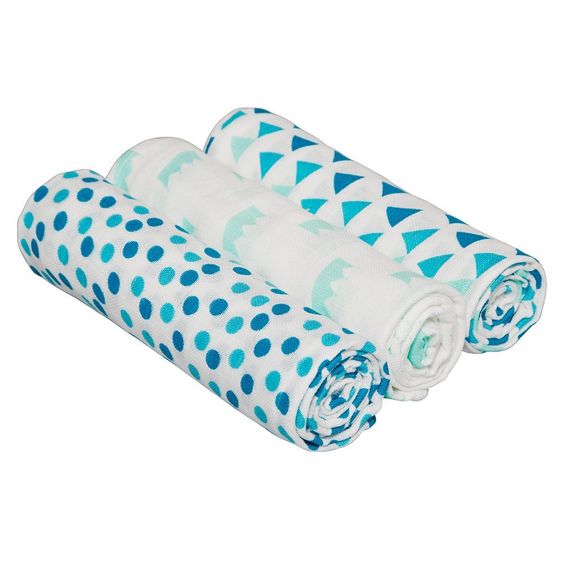 Lässig Mulltuch 3er Pack 85 x 85 cm - Little King & Queen Blau