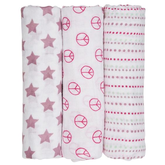 Lässig Mulltuch 3er Pack 85 x 85 cm - Sweet Dreams Lila