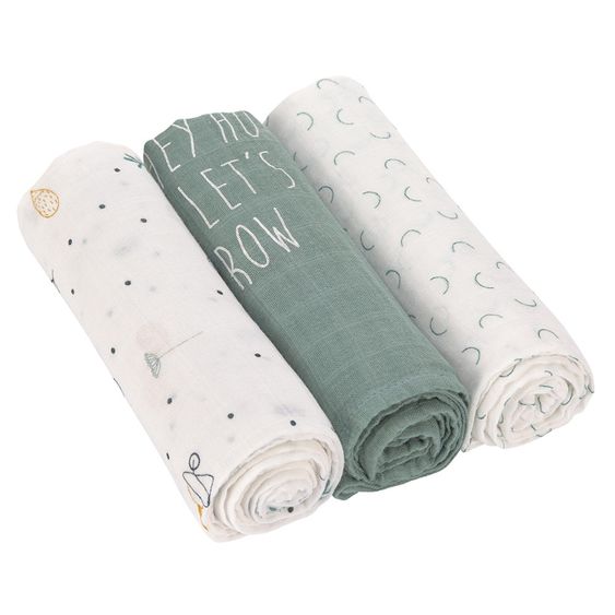 Lässig Mulltuch 3er Pack Heavenly Soft Swaddle L - Bambus 80 x 80 cm - Garden Explorer Boys