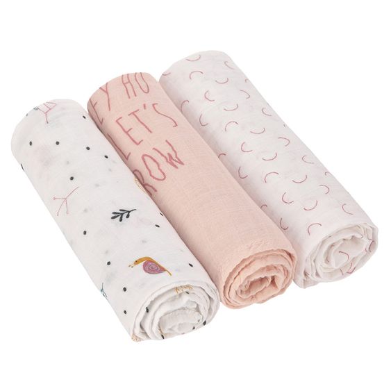 Lässig Mulltuch 3er Pack Heavenly Soft Swaddle L - Bambus 80 x 80 cm - Garden Explorer Girls