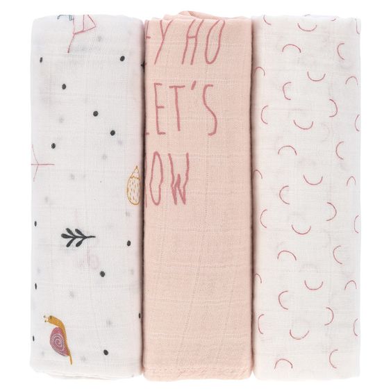 Lässig Mulltuch 3er Pack Heavenly Soft Swaddle L - Bambus 80 x 80 cm - Garden Explorer Girls