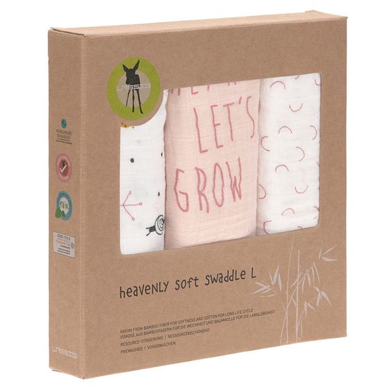 Lässig Mulltuch 3er Pack Heavenly Soft Swaddle L - Bambus 80 x 80 cm - Garden Explorer Girls