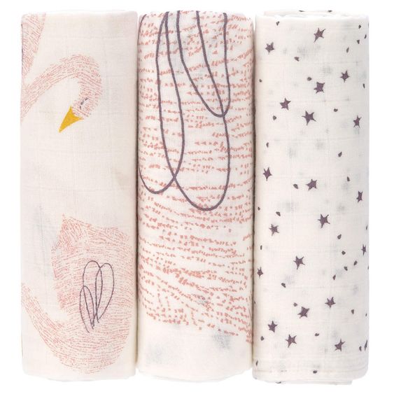 Lässig Mulltuch 3er Pack Heavenly Soft Swaddle L - Bambus 80 x 80 cm - Little Water Swan