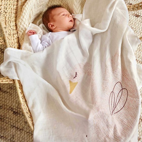 Lässig Mulltuch 3er Pack Heavenly Soft Swaddle L - Bambus 80 x 80 cm - Little Water Swan