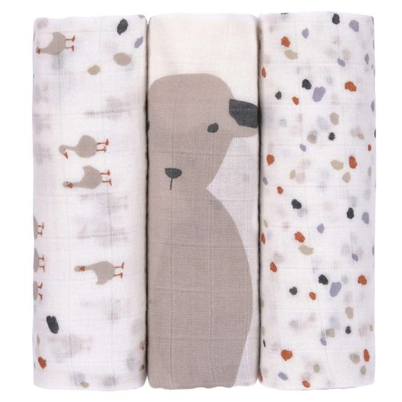 Lässig Mulltuch 3er Pack Heavenly Soft Swaddle L - Bambus 80 x 80 cm - Tiny Farmer - Speckles