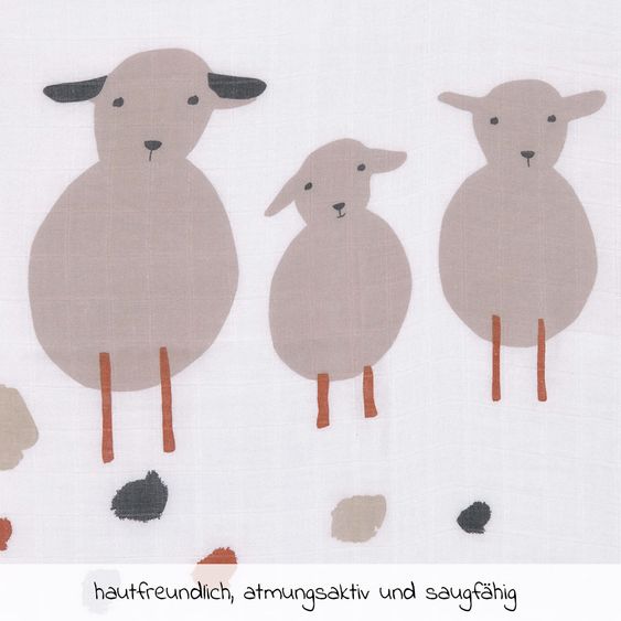 Lässig Mulltuch 3er Pack Heavenly Soft Swaddle L - Bambus 80 x 80 cm - Tiny Farmer - Speckles