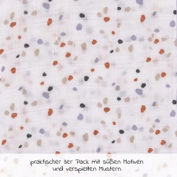 Lässig Mulltuch 3er Pack Heavenly Soft Swaddle L - Bambus 80 x 80 cm - Tiny Farmer - Speckles