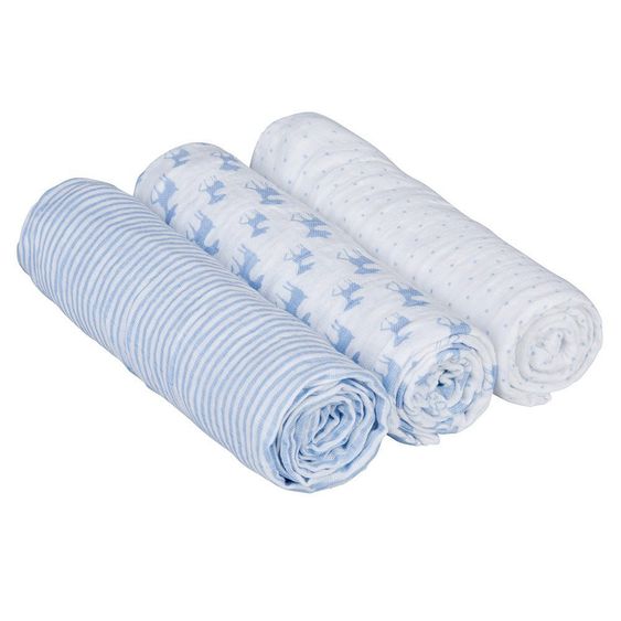 Lässig Mulltuch 3er Pack Lela 85 x 85 cm - Blau