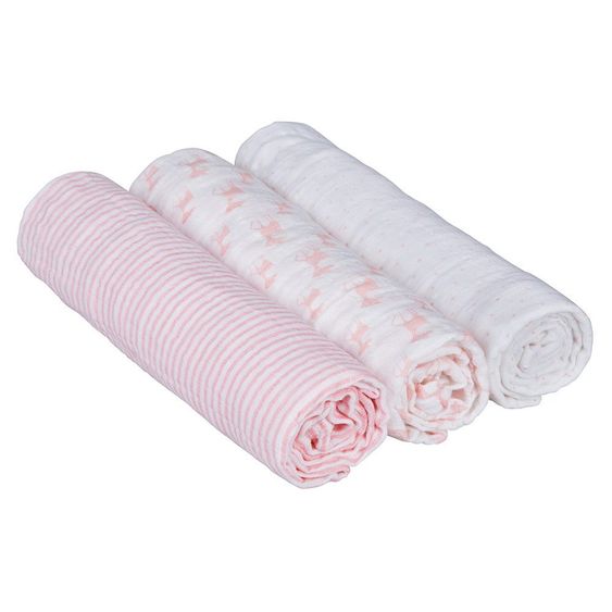 Lässig Mulltuch 3er Pack Lela 85 x 85 cm - Rosa