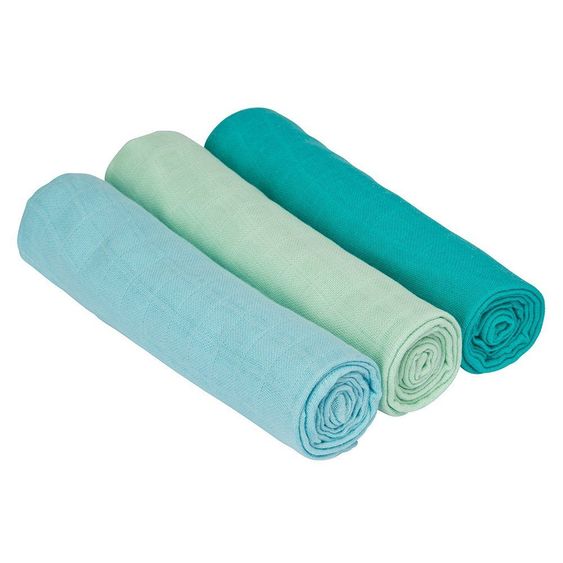 Lässig Mulltuch 3er Pack Moonflower 85 x 85 cm - Blau