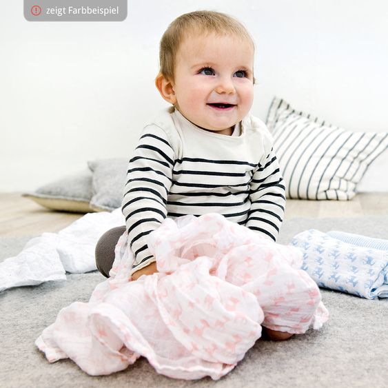 Lässig Mulltuch 3er Pack Swaddle & Burp Blanket L 85 x 85 cm - Little Chums Stars - Light Mint