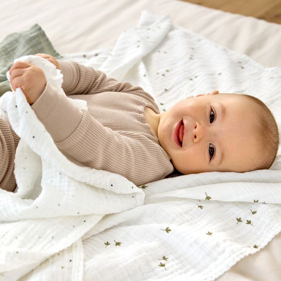 Lässig Mulltuch 3er Pack Swaddle L Bio-Baumwolle 85 x 85 cm - Leave - Olive