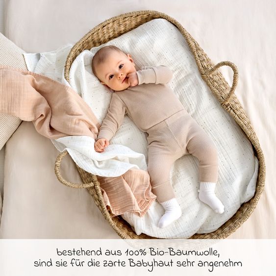 Lässig Mulltuch 3er Pack Swaddle L Bio-Baumwolle 85 x 85 cm - Moon - Peach