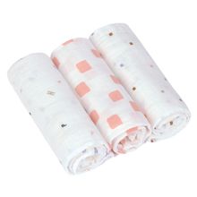 Mulltuch 3er Pack Swaddle M Bio-Baumwolle 60 x 60 cm - Happy Fruits - Peach
