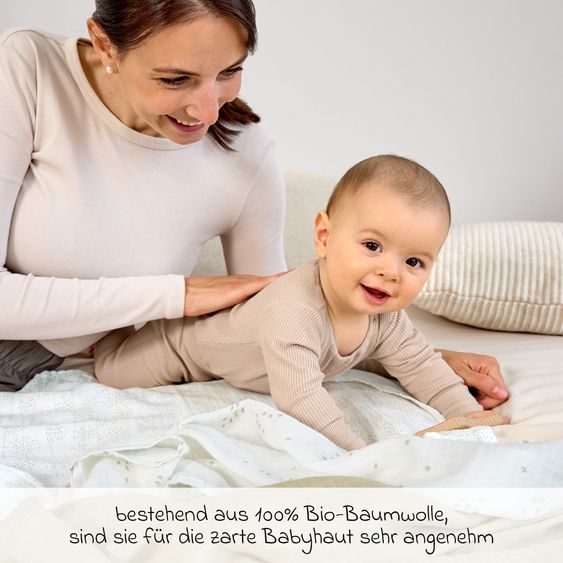 Lässig Mulltuch 3er Pack Swaddle M Bio-Baumwolle 60 x 60 cm - Leave - Olive Milky