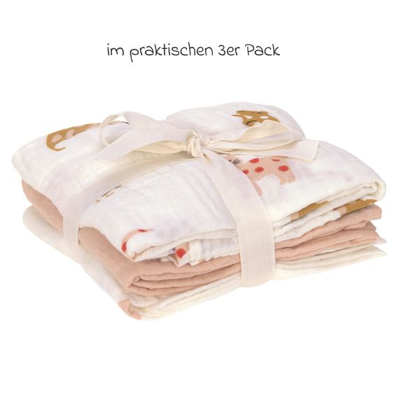 Lässig Mulltuch 3er Pack Swaddle M Bio-Baumwolle 60 x 60 cm - Little Mateys - Spicy Orange