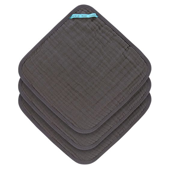 Lässig Pflegetuch 3er Pack Muslin 30 x 30 cm - Anthracite
