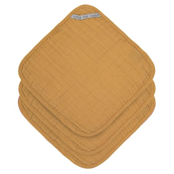 Lässig Pflegetuch 3er Pack Muslin 30 x 30 cm - Mustard