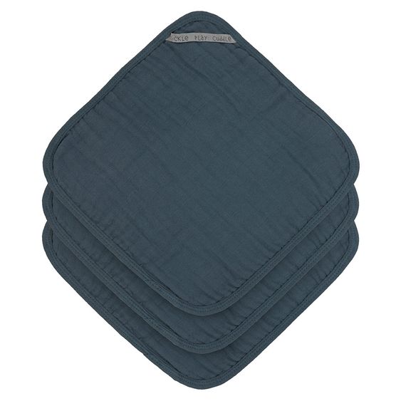 Lässig Pflegetuch 3er Pack Muslin 30 x 30 cm - Navy