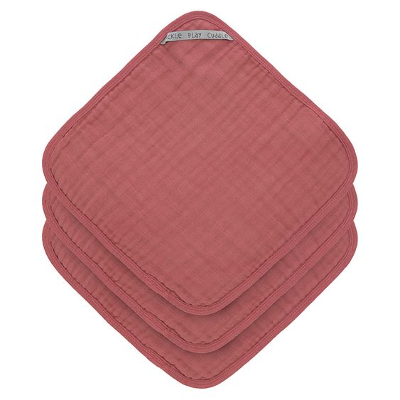 Lässig Pflegetuch 3er Pack Muslin 30 x 30 cm - Rosewood