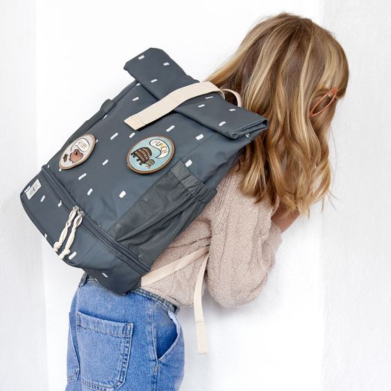 Lässig Backpack Mini Rolltop Backpack - Happy Prints - Midnight Blue