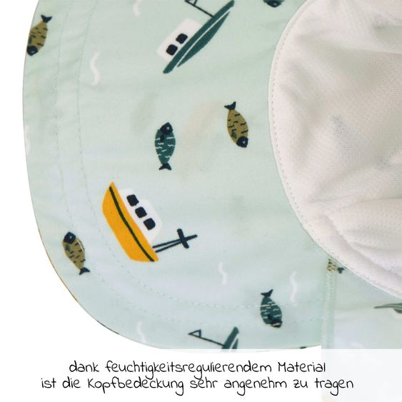 Lässig Schirmmütze mit Nackenschutz LSF Sun Protection Flap Hat - Boat Mint - Gr. 43/45