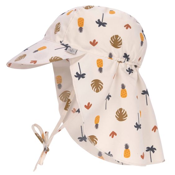 Lässig Cappello a falde con protezione del collo SPF Cappello a falde con protezione solare - Botanical Offwhite - Taglia 43/45