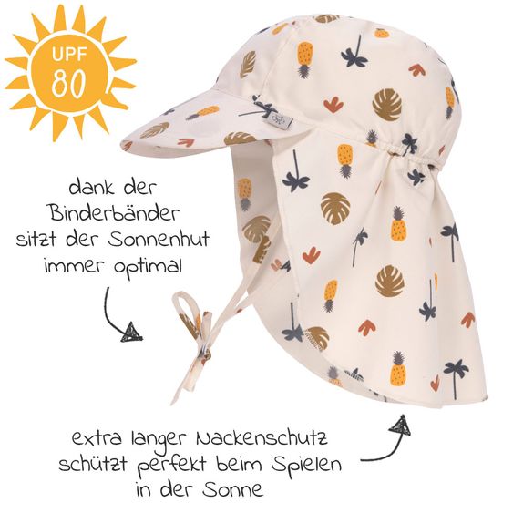 Lässig Cappello a falde con protezione del collo SPF Cappello a falde con protezione solare - Botanical Offwhite - Taglia 43/45