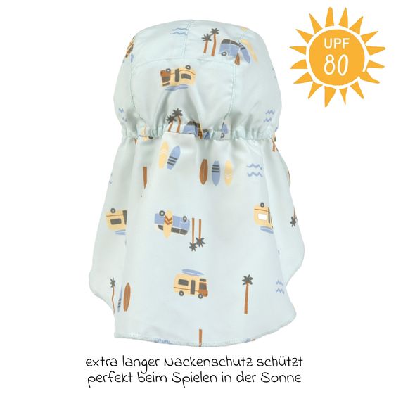 Lässig Schirmmütze mit Nackenschutz LSF Sun Protection Flap Hat - Camper - Sea Foam - Gr. 43/45