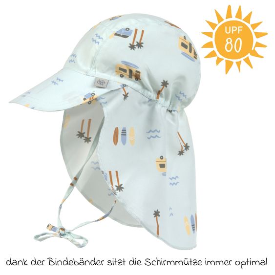 Lässig Schirmmütze mit Nackenschutz LSF Sun Protection Flap Hat - Camper - Sea Foam - Gr. 43/45