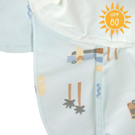 Lässig Schirmmütze mit Nackenschutz LSF Sun Protection Flap Hat - Camper - Sea Foam - Gr. 43/45