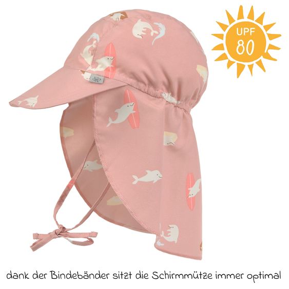 Lässig Schirmmütze mit Nackenschutz LSF Sun Protection Flap Hat - Dolphin - Peach - Gr. 43/45