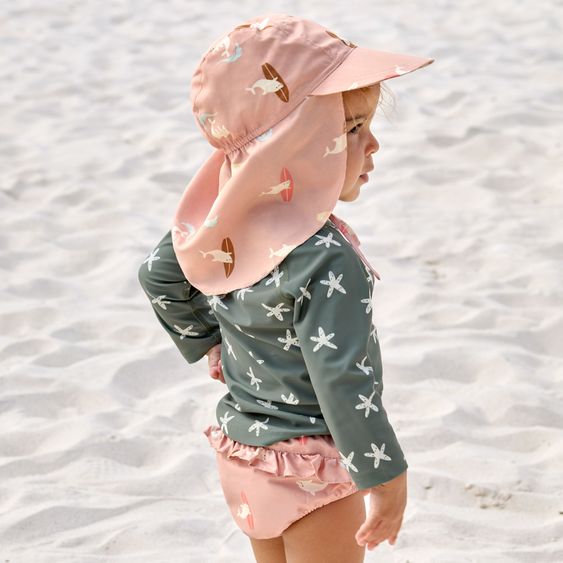 Lässig Schirmmütze mit Nackenschutz LSF Sun Protection Flap Hat - Dolphin - Peach - Gr. 43/45