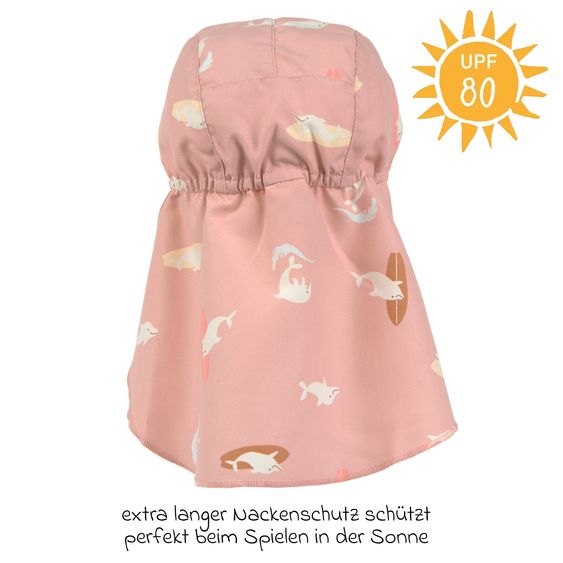 Lässig Schirmmütze mit Nackenschutz LSF Sun Protection Flap Hat - Dolphin - Peach - Gr. 46/49