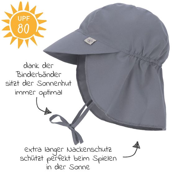 Lässig Cappello a falde con protezione del collo SPF Cappello a falde con protezione solare - Grigio - Taglia 43/45